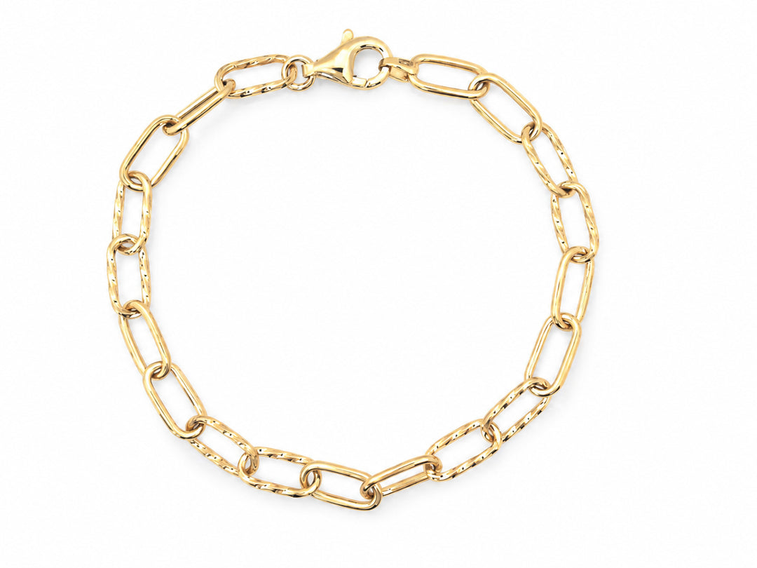 9K YG S/Filled Paperclip Bracelet