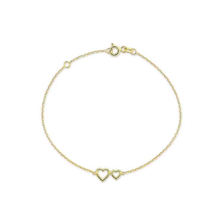 9K YG Mini Double Heart Bracelet