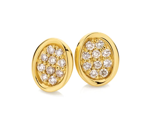 9ct yellow gold oval stud earrings