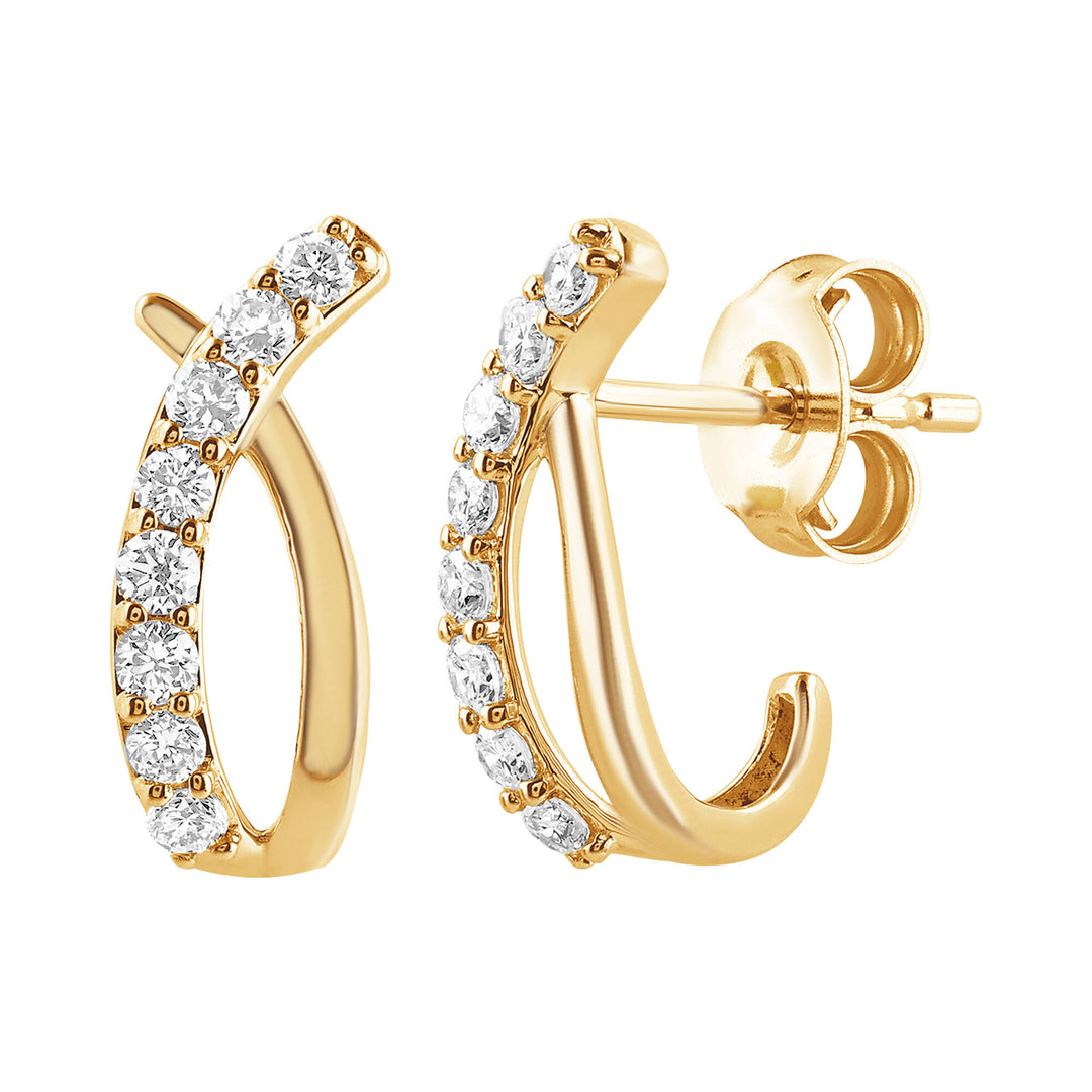 9K YG Lab Diamond Crossover Studs