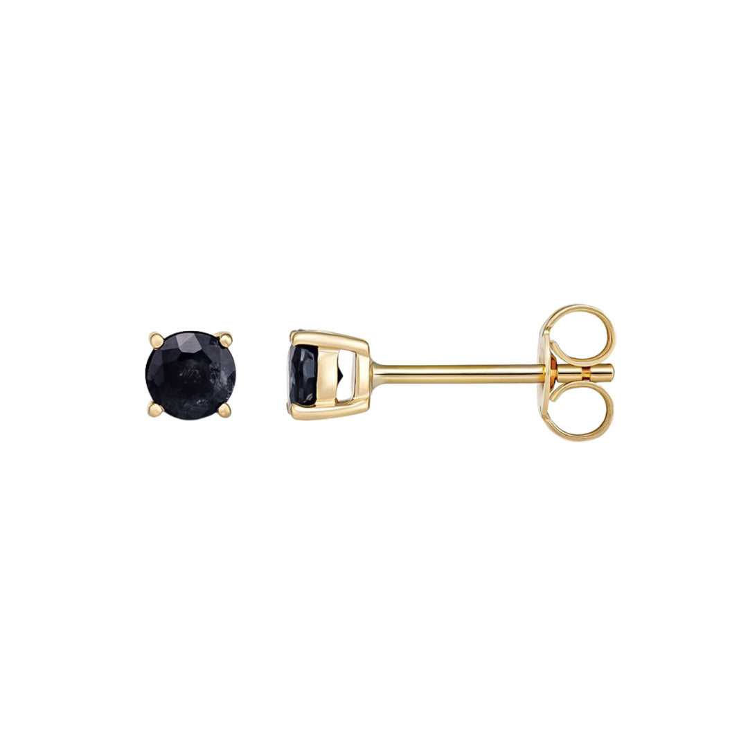 9K YG 4MM Natural Sapphire Studs