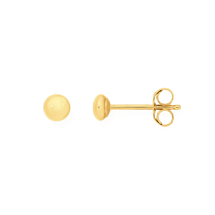 9k Yellow Gold 3mm Flat Ball Studs