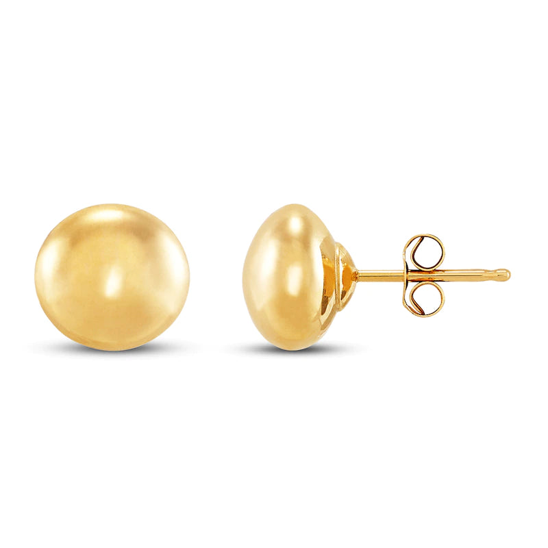 9k Yellow Gold 8mm Flat Ball Studs