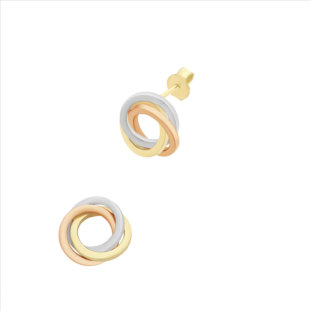 Three Tone Gold Twist Earrings