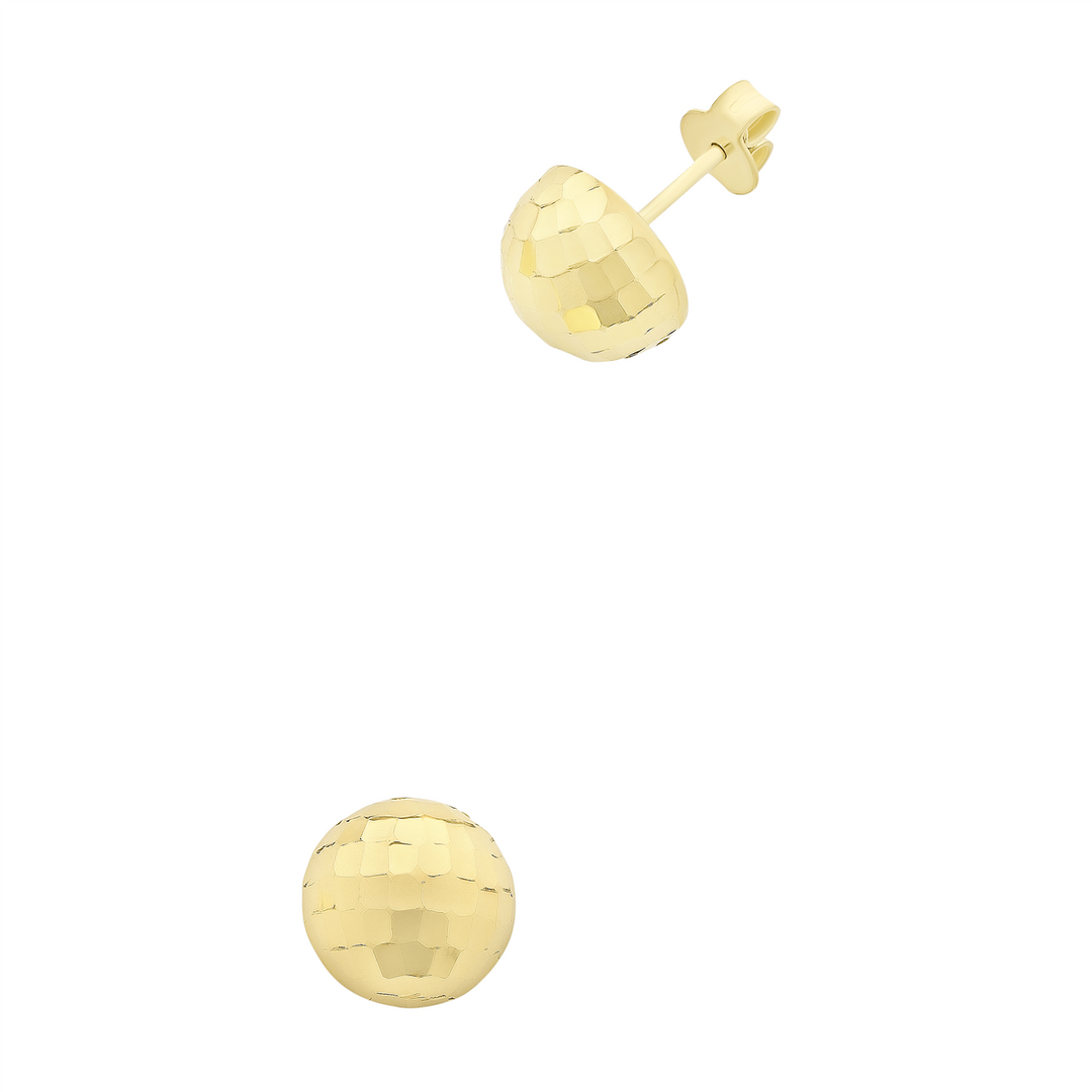 9K YG S/Filled Patterned Domed Studs