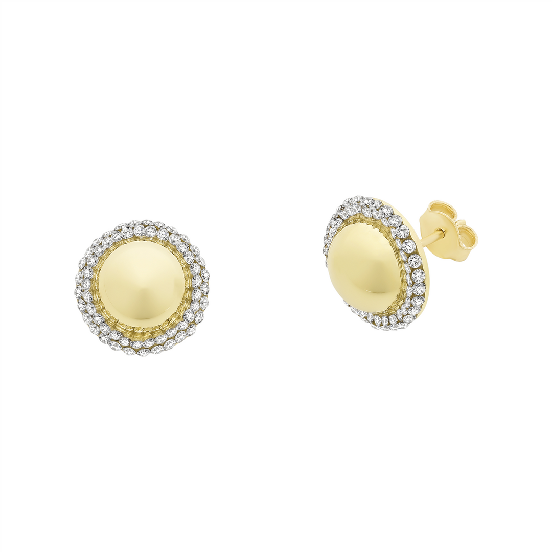 9K YG S/Filled Domed CZ Studs