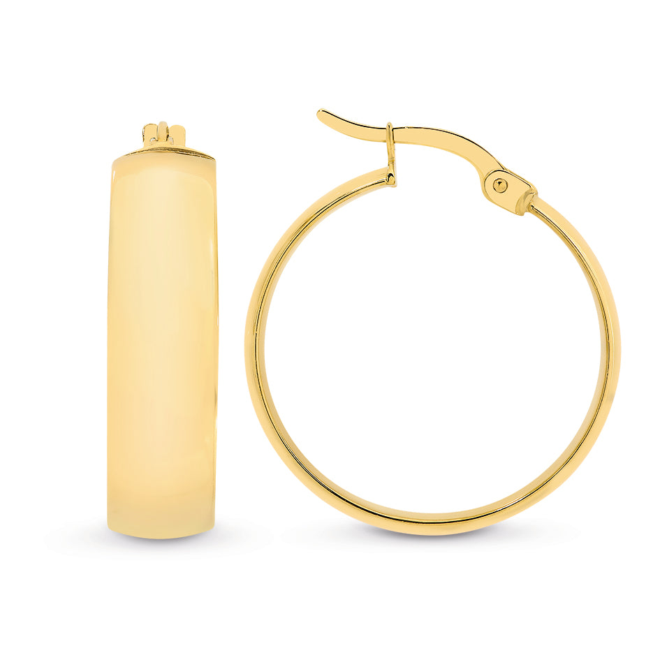 9K YG S/Filled Wide Hoop Earrings