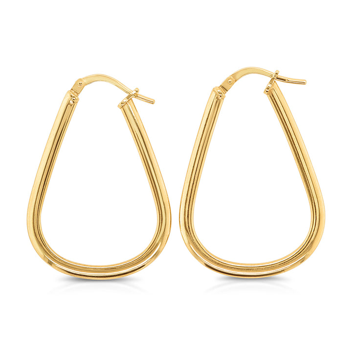9K YG S/Filled Rounded Triangular Hoops