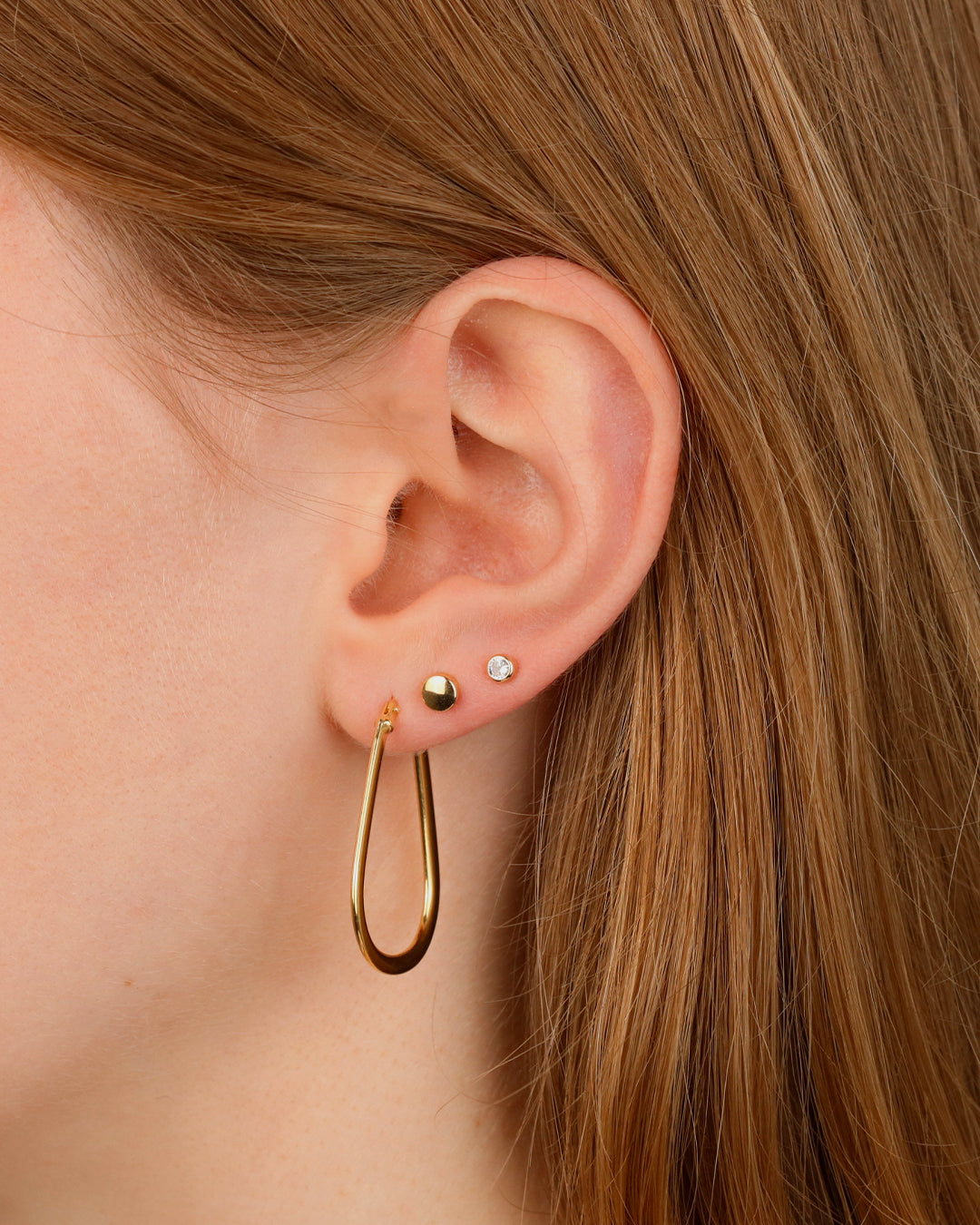 9K YG S/Filled Rounded Triangular Hoops