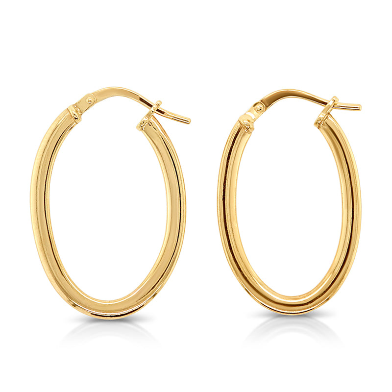 9K YG S/Filled Oval Hoops
