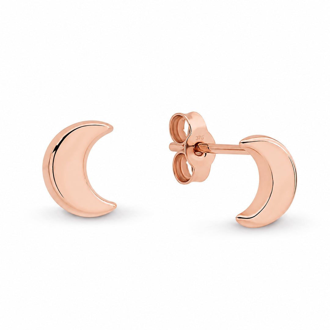 9K RG Cresent Moon Studs