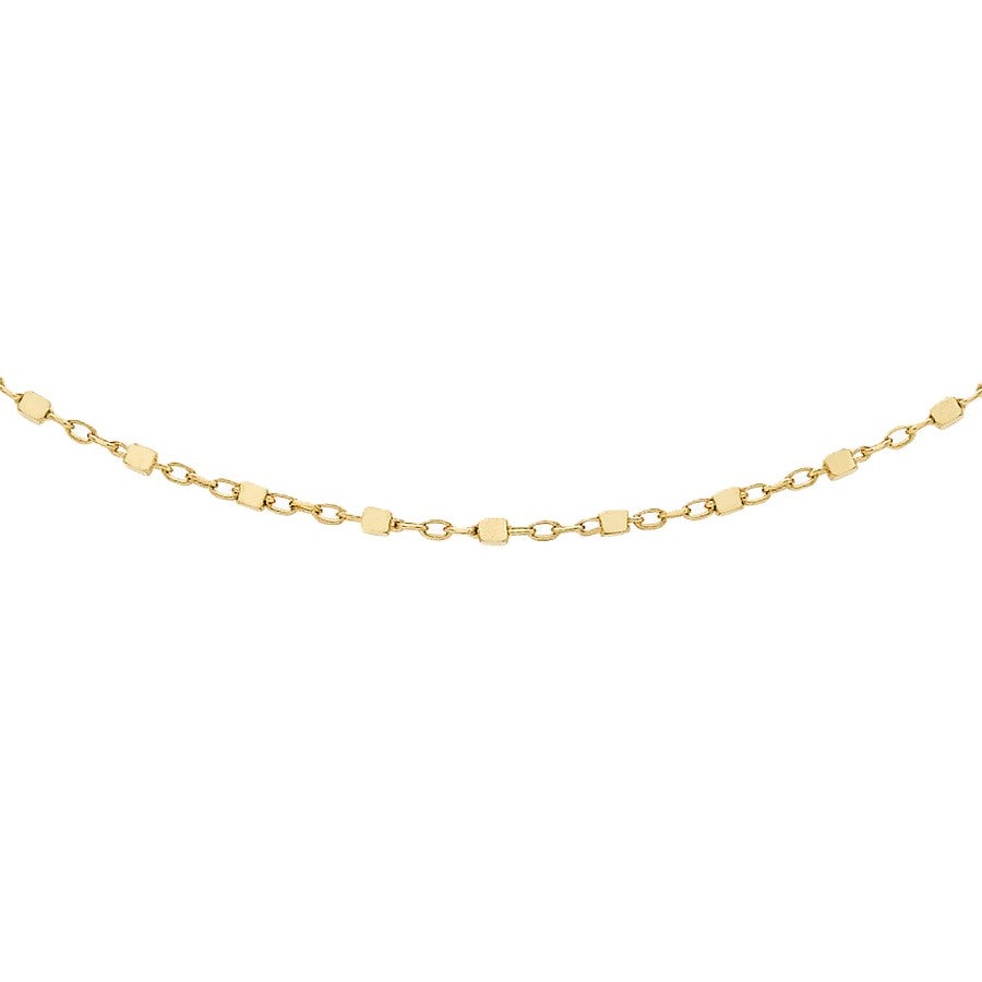 9K YG Cable & Cube Chain 45CM