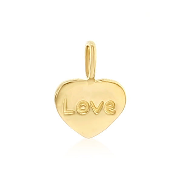 9K YG Mini Heart "Love" Charm