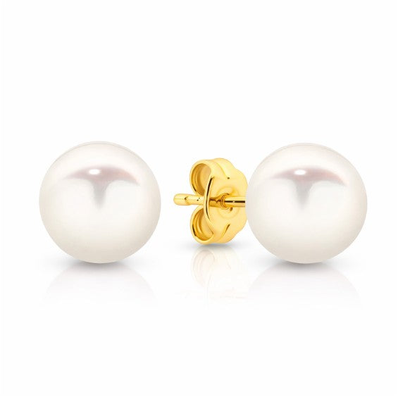 9K YG 6-6.5MM White Fresh Water Pearl Studs