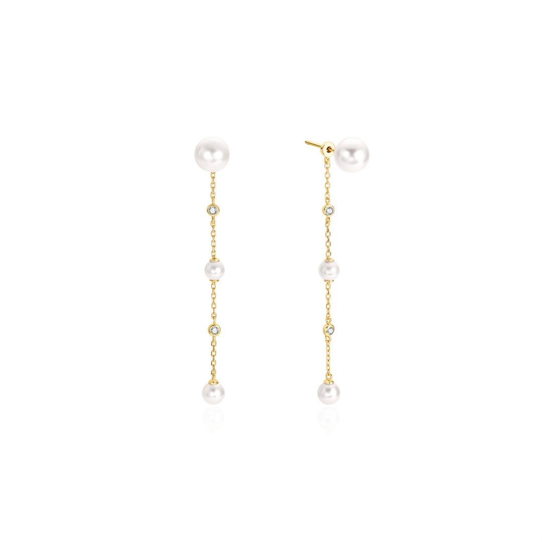 Ania Haie YG Plated Shell Pearl & CZ Drop Studs