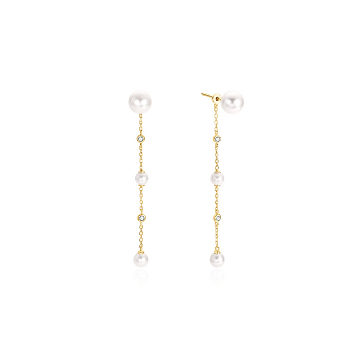 Ania Haie YG Plated Shell Pearl & CZ Drop Studs
