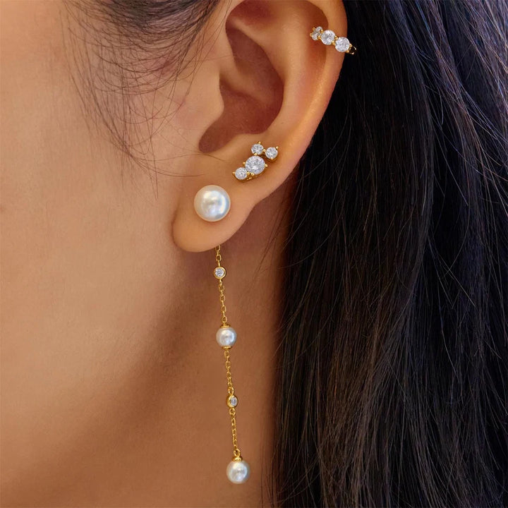 Ania Haie YG Plated Shell Pearl & CZ Drop Studs