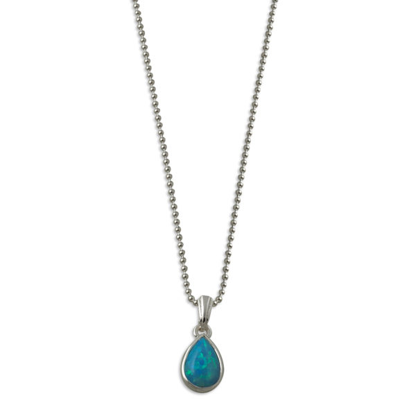 Von Treskow Silver Blue Opal Teardrop Necklace