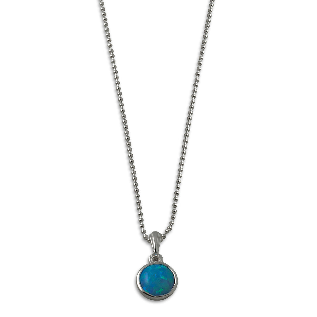 Von Treskow Silver Round Blue Opal Necklace