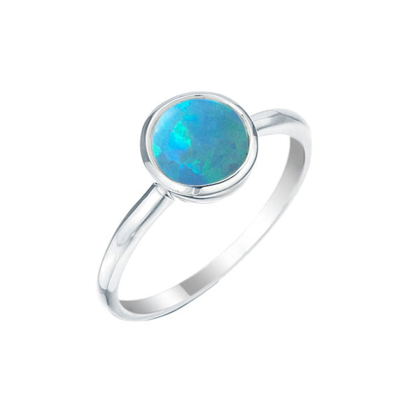 Von Treskow Silver Round Blue Opal Ring