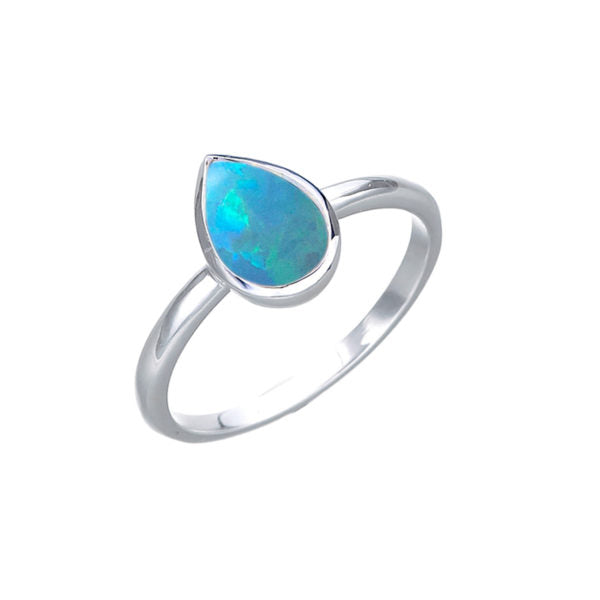 Von Treskow Silver Blue Opal Pear Ring