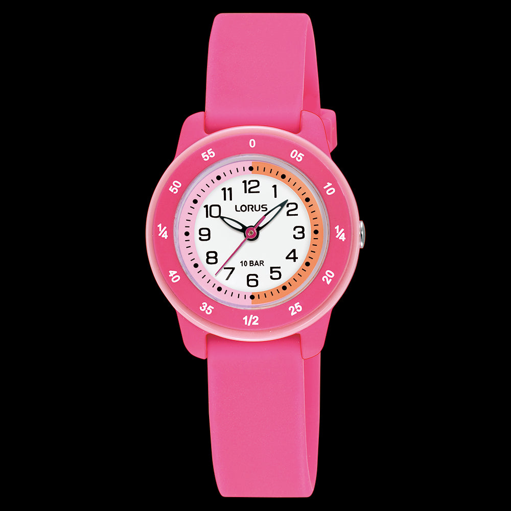 Lorus Pink Silicone Band Time Teacher Youth Watch