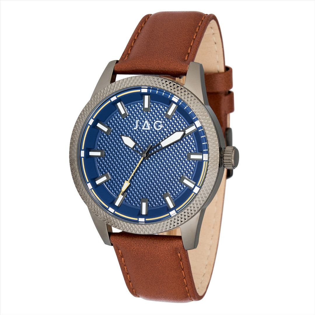 Jag Gents "Belmont" Steel/Blue/Tan Watch