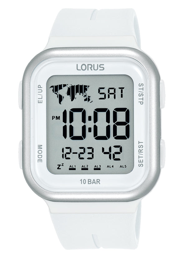 Mens White Lorus Digital Watch