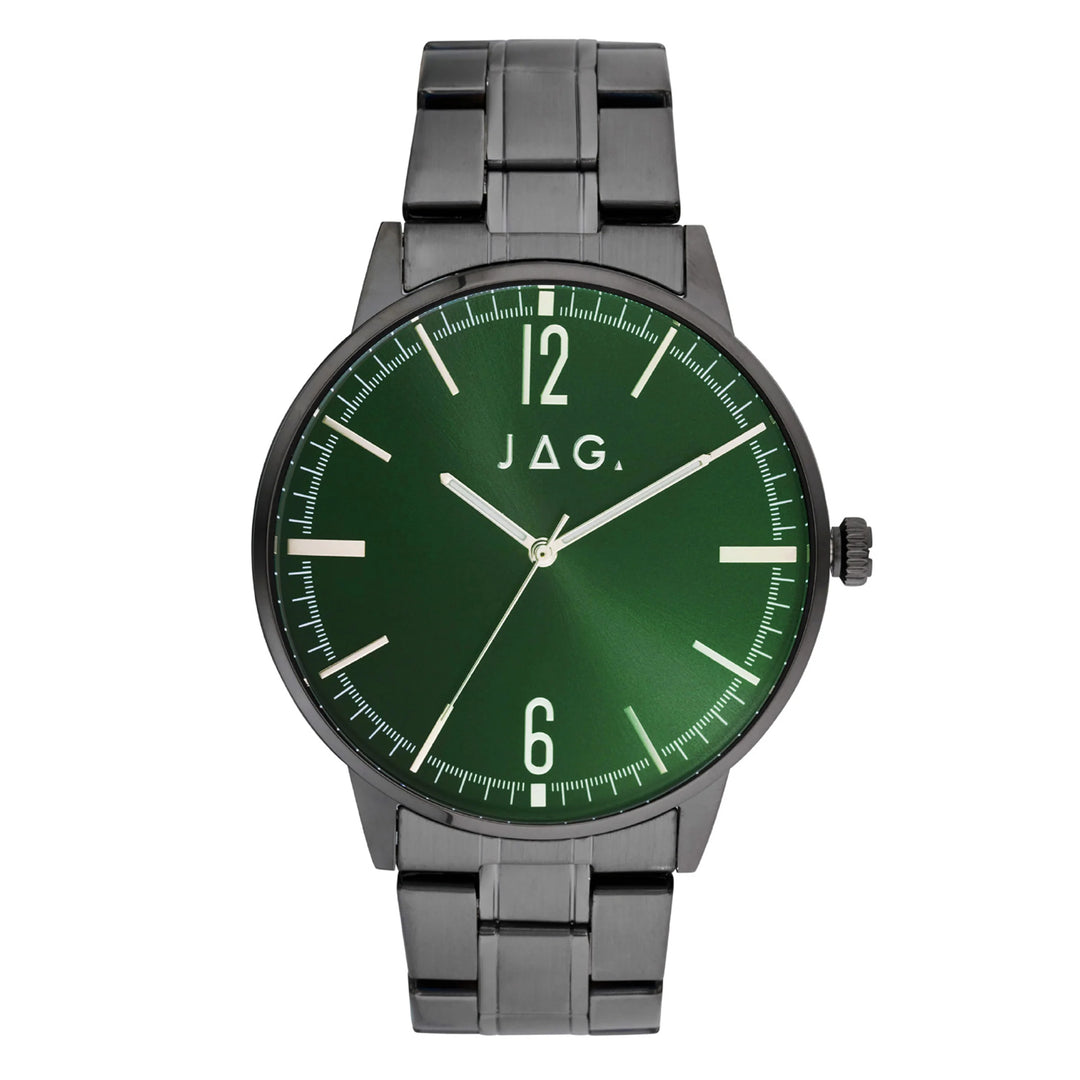 Jag 'Gawler' Gunmetal Grey & Green Dial Analogue Watch J2906a