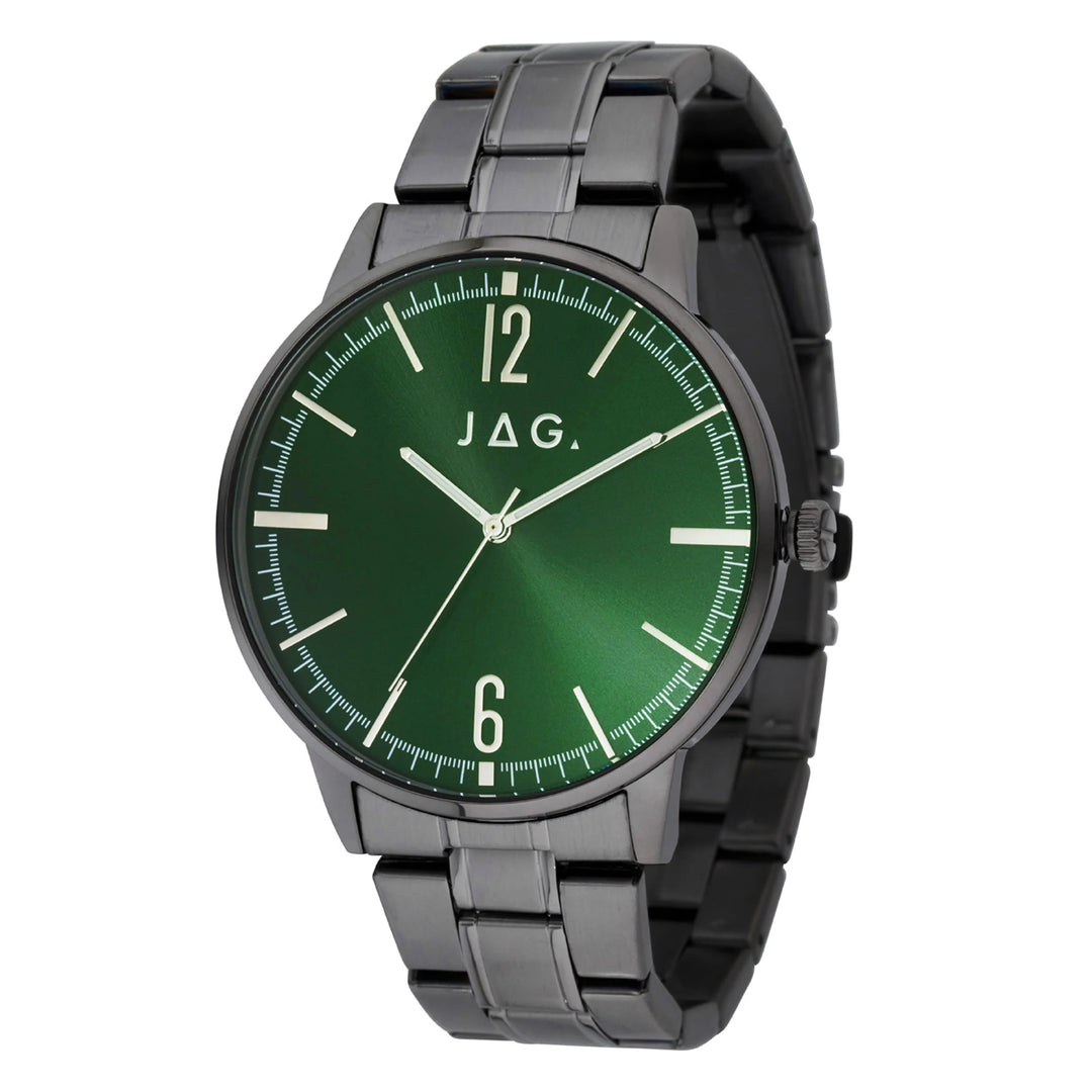 Jag 'Gawler' Gunmetal Grey & Green Dial Analogue Watch J2906a