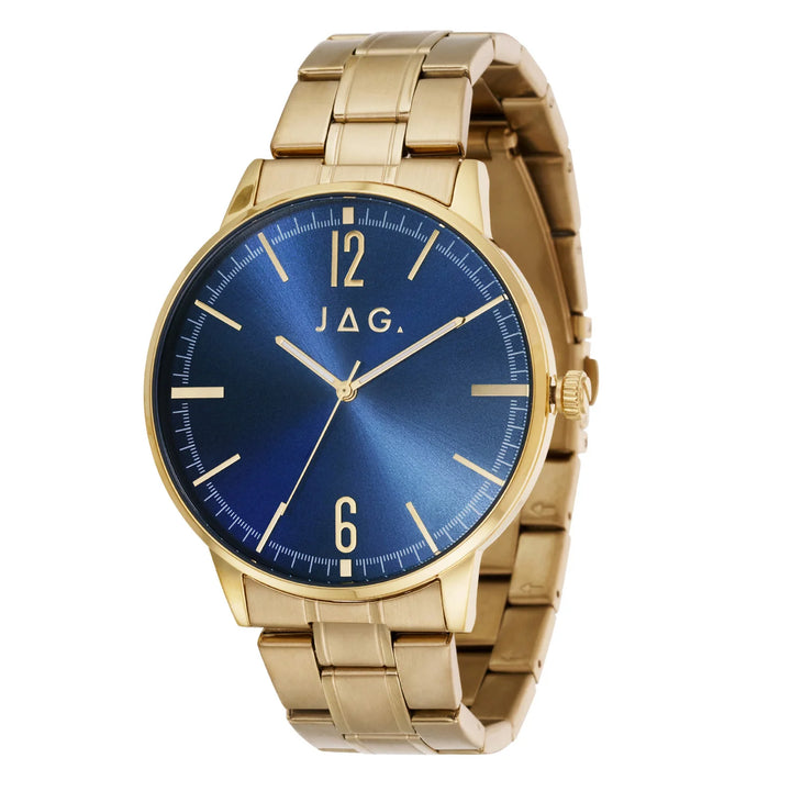 Jag 'Gawler' Gold-Tone & Blue Dial Analogue Watch J2909A