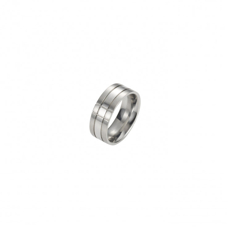Brushed and Polished Stainless Steel Ring