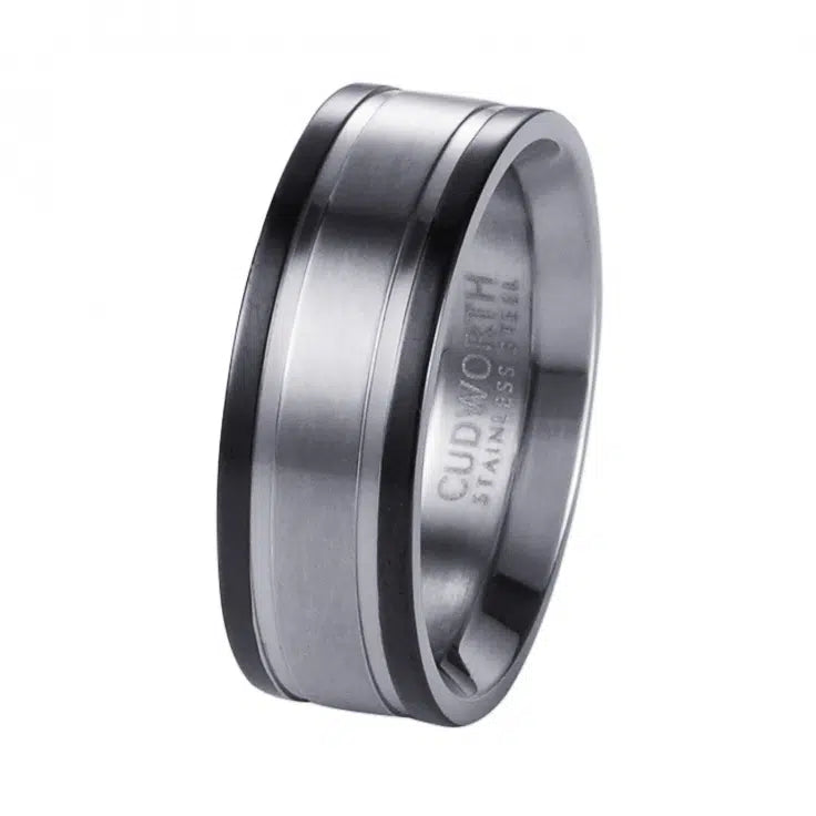 Stainless Steel & Black Ion Plated Black Ring