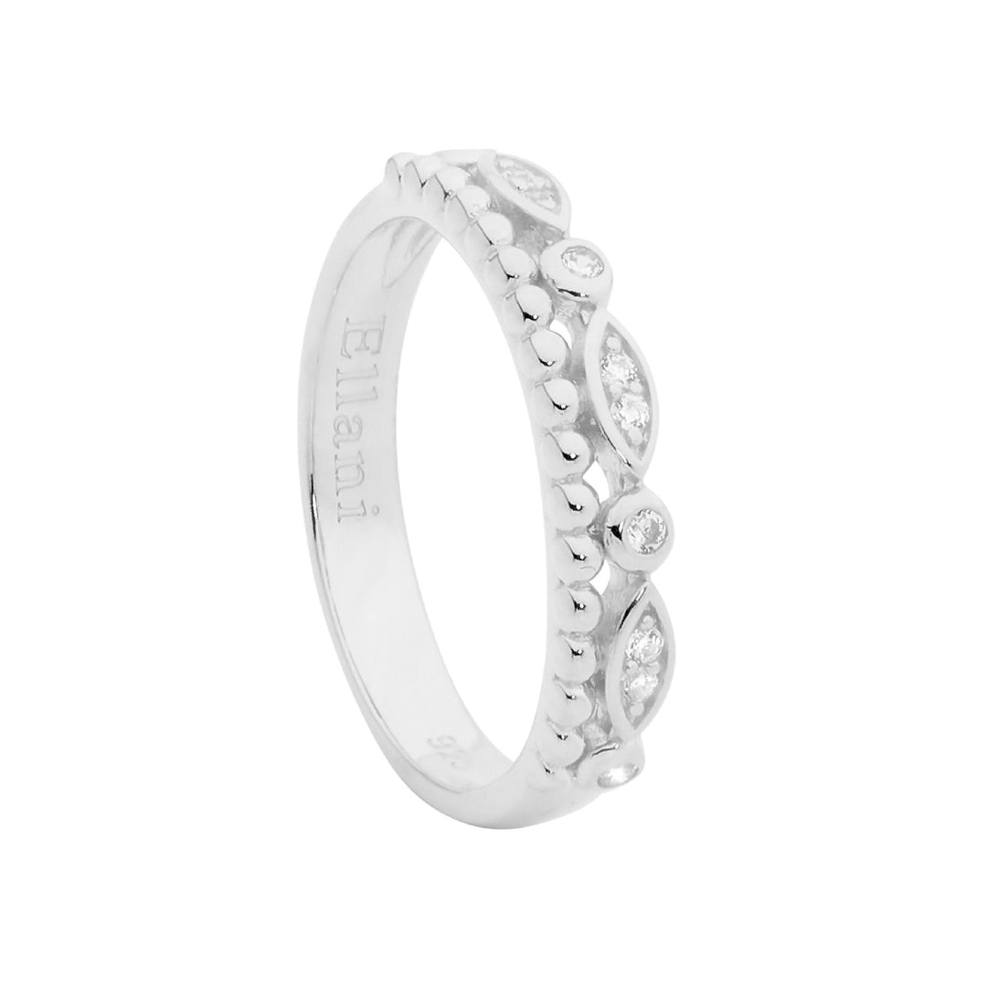 Ellani Silver CZ & Bubble Ring Size 10