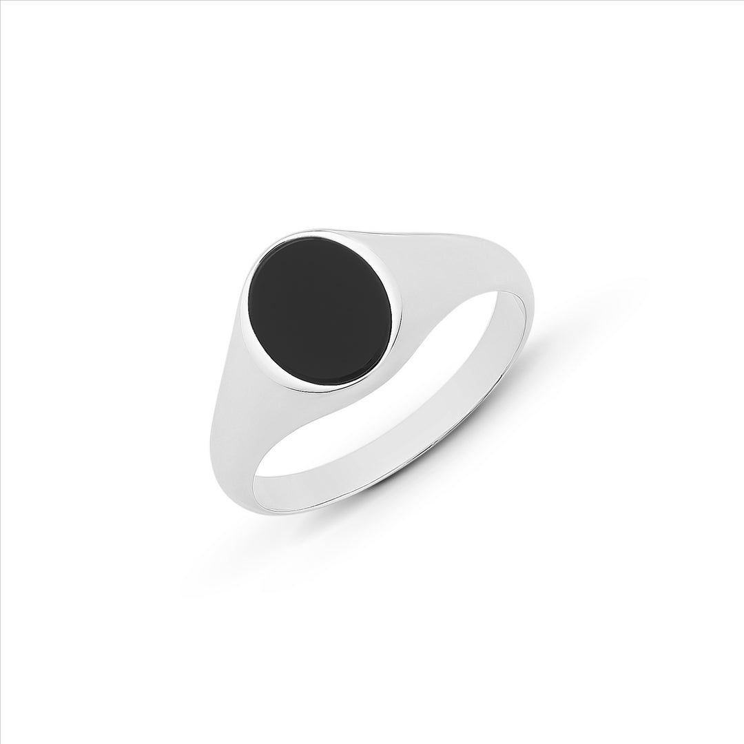 Sterling Silver Small Oval Onyx Gents Ring