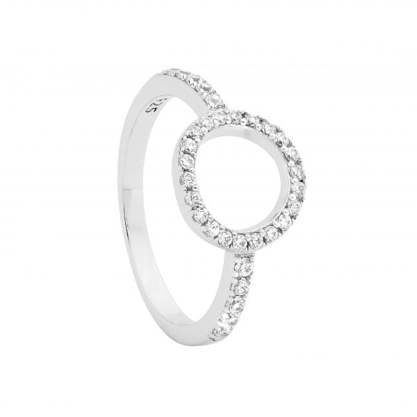 Ellani Silver Circle CZ Ring