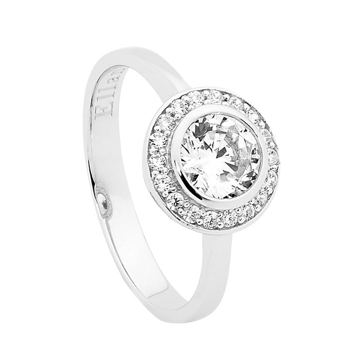 Ellani Silver White CZ Ring