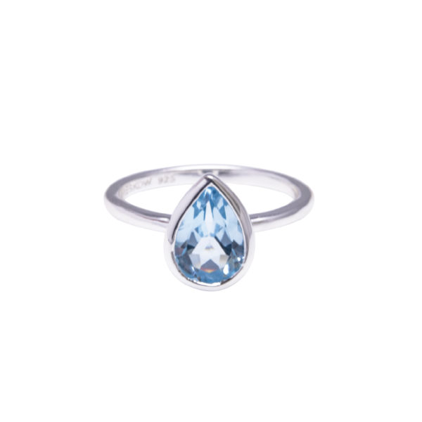 Von Treskow Silver Pear Blue Topaz Ring