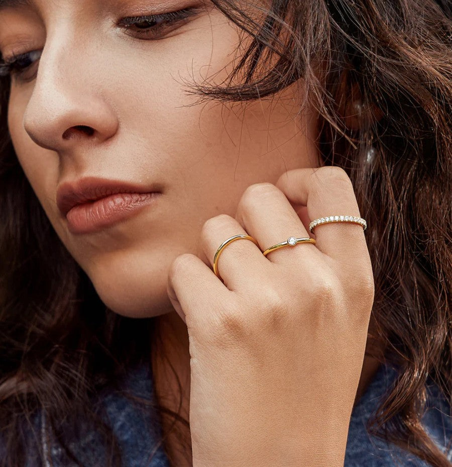 Ania Haie YG Plated Plain Fine Ring, Size 58