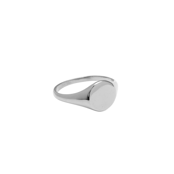 Sterling Silver Plain Solid 9Mm Round Top Signet Ring