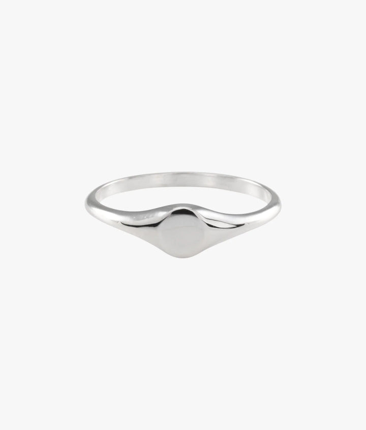 Sterling Silver Plain Solid Mini Oval Signet Ring