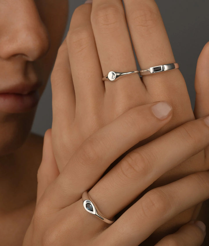 Sterling Silver Plain Solid Mini Oval Signet Ring