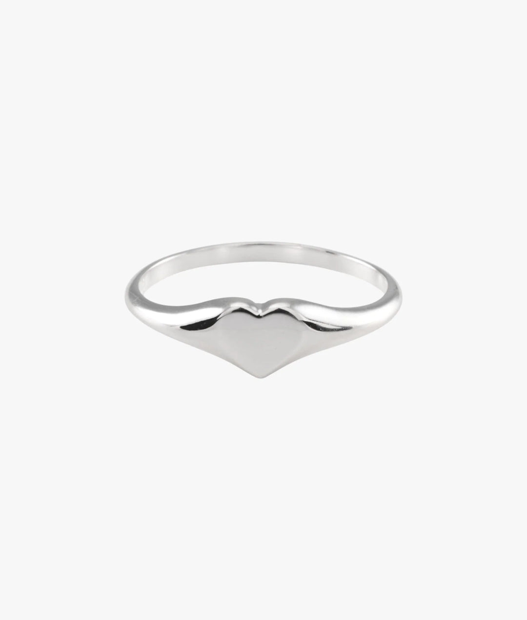 Sterling Silver Plain Solid Mini Heart Signet Ring