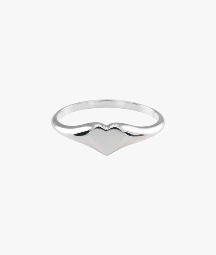 Sterling Silver Plain Solid Mini Heart Signet Ring