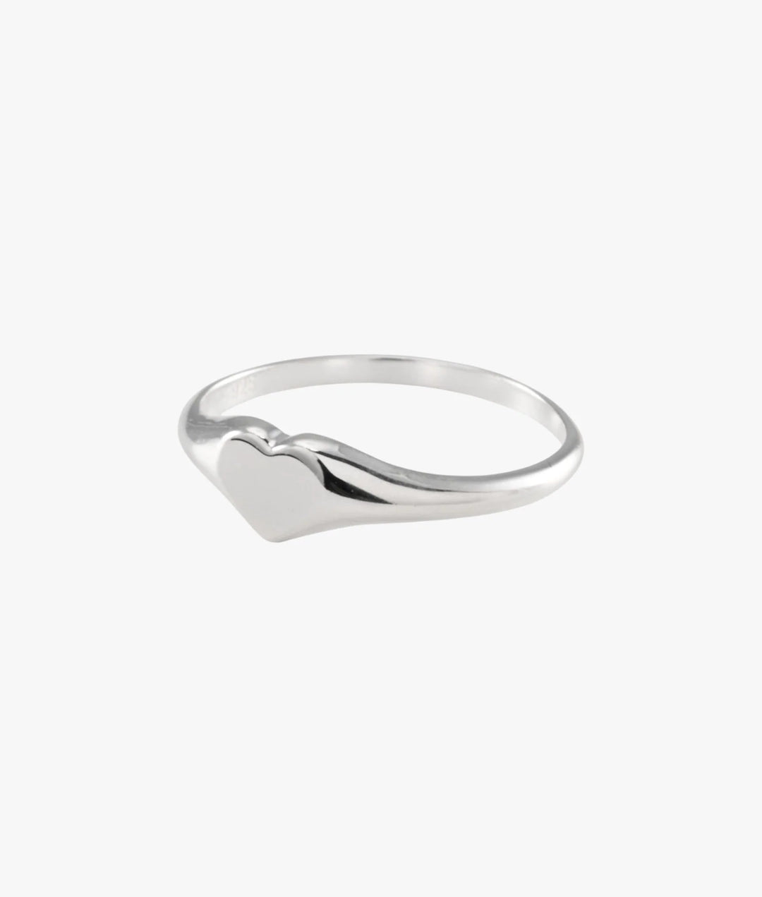 Sterling Silver Plain Solid Mini Heart Signet Ring