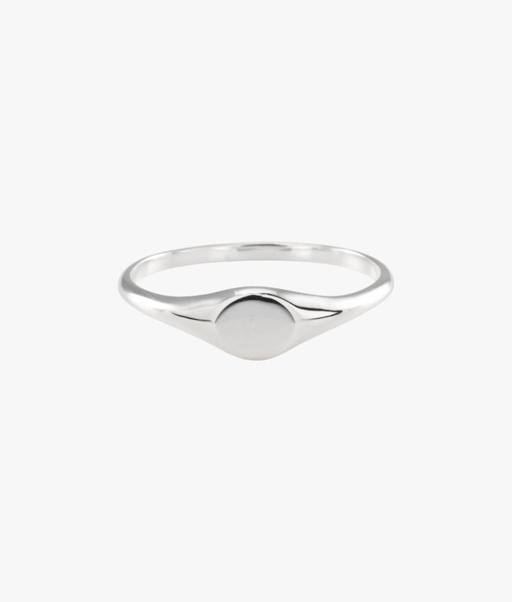 Sterling Silver Plain Solid Mini Horizontal Oval Signet Ring