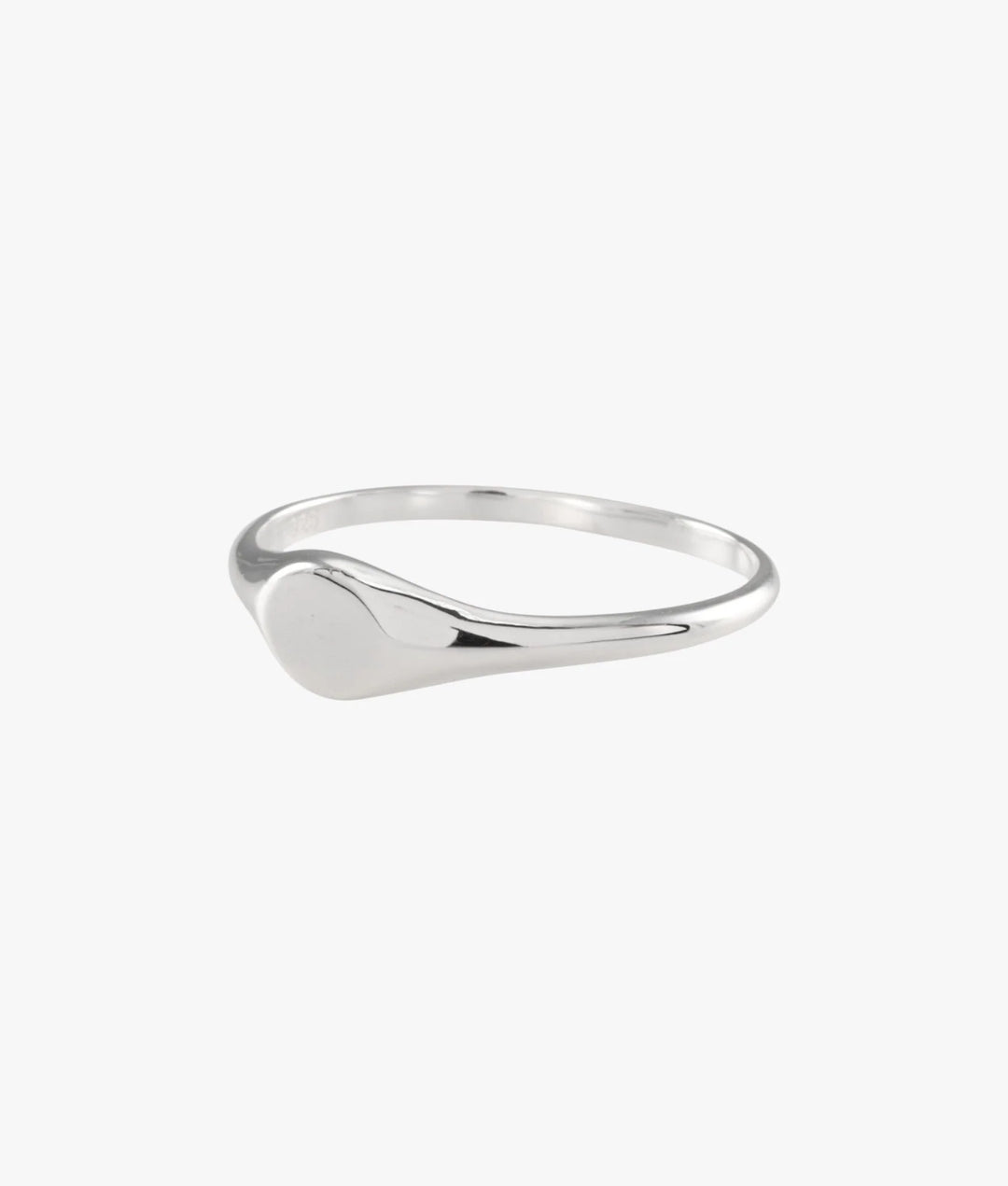 Sterling Silver Plain Solid Mini Horizontal Oval Signet Ring