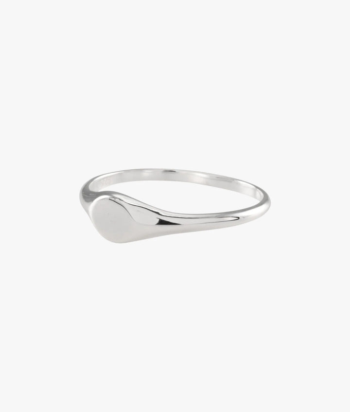Sterling Silver Plain Solid Mini Horizontal Oval Signet Ring