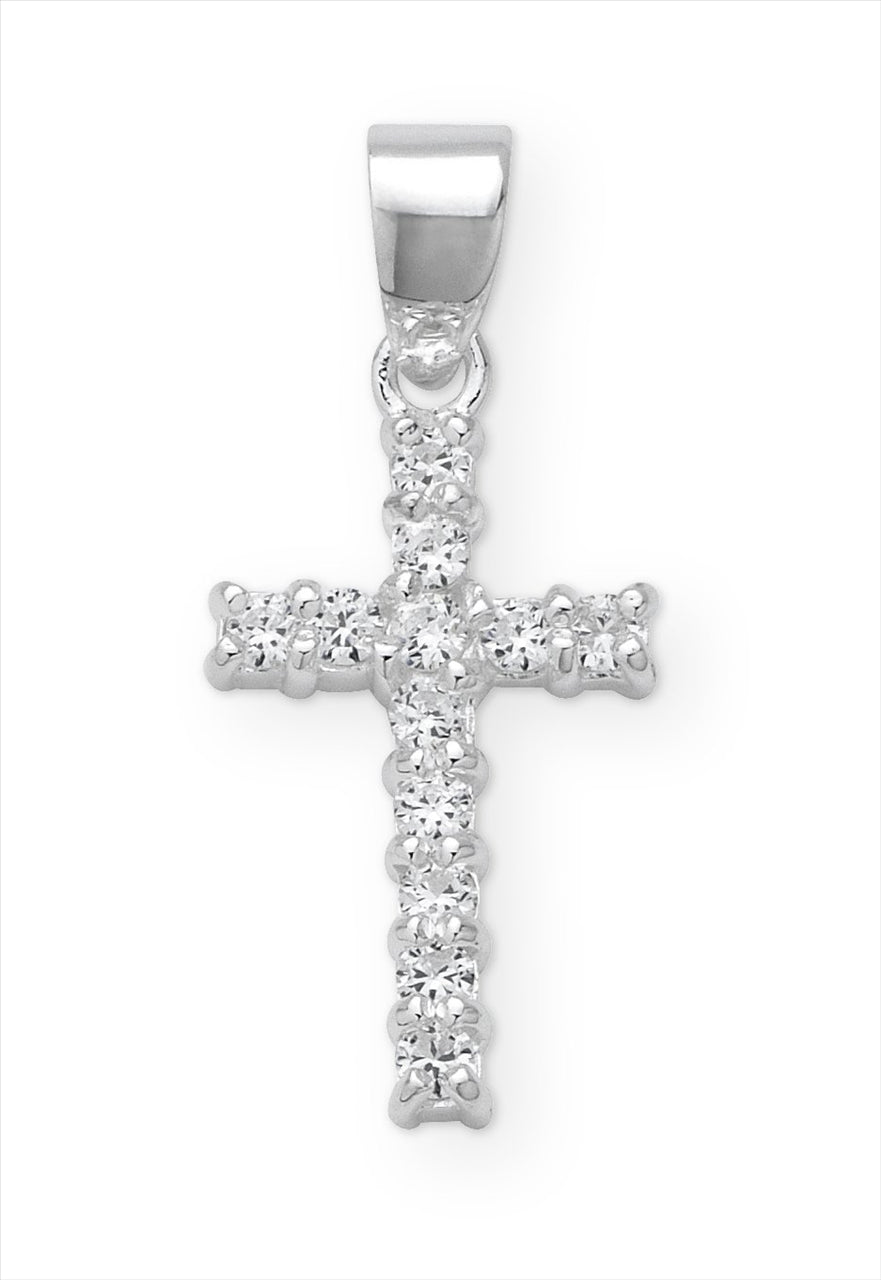 Silver CZ Cross Necklace