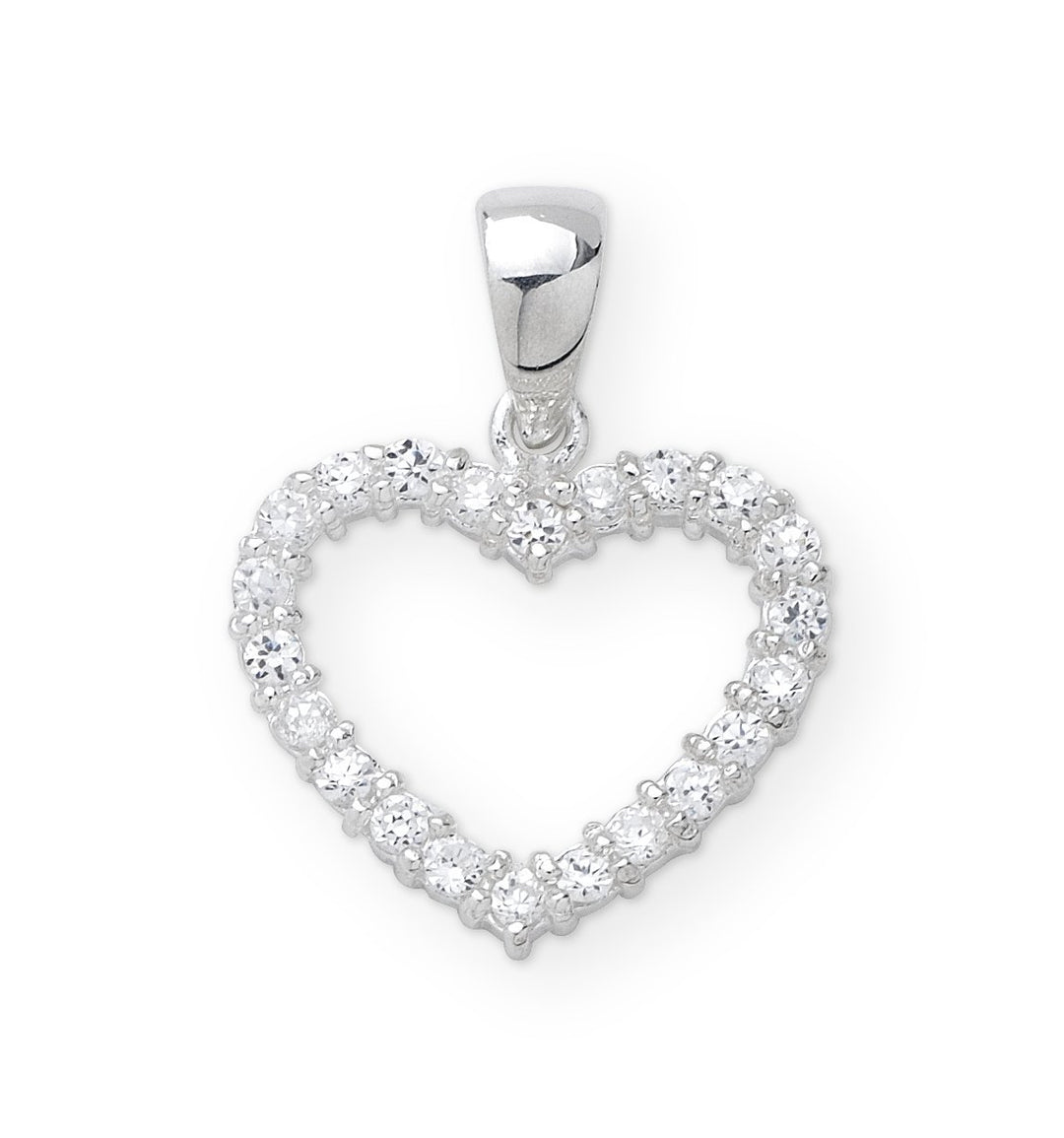 Silver CZ Heart Necklace